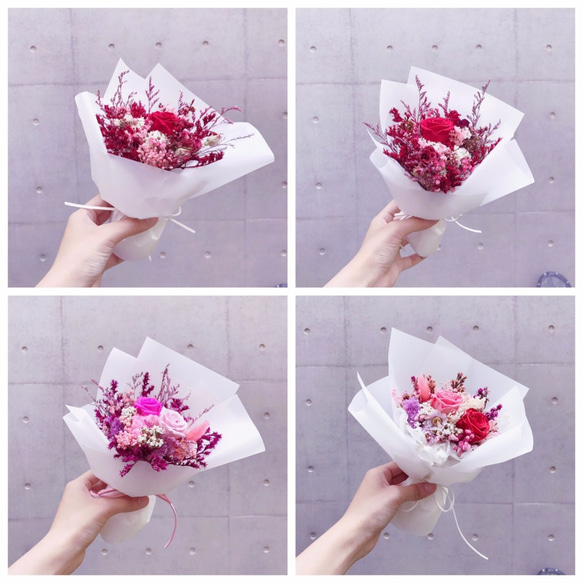 小資花束-粉色系列(含禮盒包裝) / Bouqurt / 永生花小花束 / 情人節手作花束 / 拍照擺飾品 / 乾燥花 第2張的照片