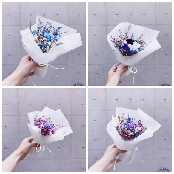 小資花束-藍色系列(含禮盒包裝) / Bouqurt / 永生花小花束 / 情人節手作花束 / 第3張的照片