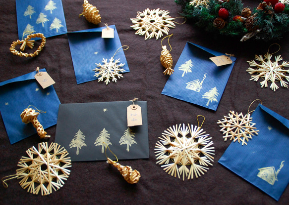 麦藁細工のアドベントカレンダー　 クリスマスオーナメントセット 1枚目の画像