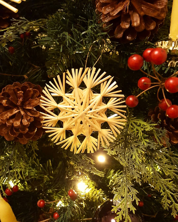 麦藁 ストロースター・クリスマスオーナメント　天使と麦編みMix16点セット　(大きなツリー用) 9枚目の画像