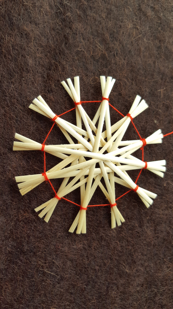 麦藁細工　ストロースター(幾何学を楽しむ5点セット)　　 5枚目の画像