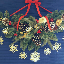 【Creema限定】麦藁のスタースワッグ(star christmas ver.)クリスマス、ガーランド、壁掛け 2枚目の画像