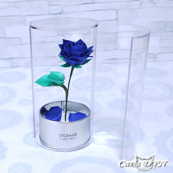 魔法の薔薇①：青　(折り紙の薔薇の花) 3枚目の画像