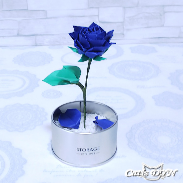 魔法の薔薇①：青　(折り紙の薔薇の花) 4枚目の画像