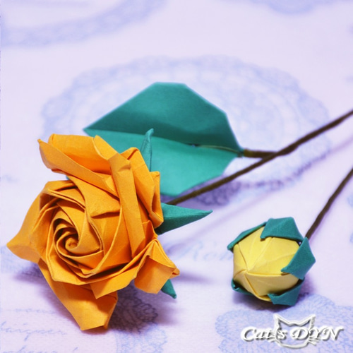 父の日に薔薇の花①（折り紙の薔薇の花） アートフラワー Cat's DYN