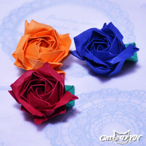 薔薇のマグネット（折り紙の薔薇の花） マグネット Cat's DYN