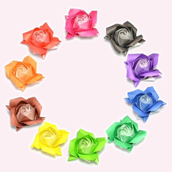 バラの花　グラデーション折り紙（ミニサイズ－６個）②【送料無料】 1枚目の画像