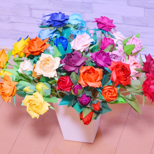 折り紙の薔薇 タント紙で4色系統 アートフラワー Cat's DYN 通販