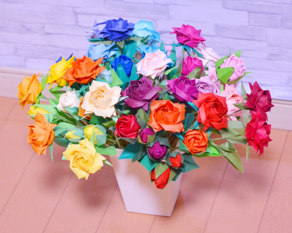 折り紙の薔薇 タント紙で4色系統 アートフラワー Cat's DYN 通販