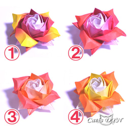 ⑤薔薇の花グラデーション千代紙【送料無料】　（折り紙の薔薇の花） 2枚目の画像