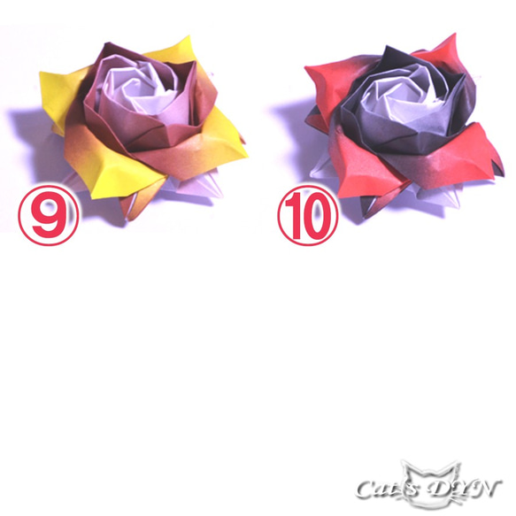 ⑤薔薇の花グラデーション千代紙【送料無料】　（折り紙の薔薇の花） 4枚目の画像