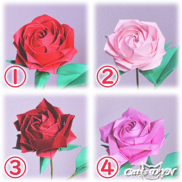 薔薇の花束：基本の3種類【注文作製】　（折り紙の薔薇の花） 2枚目の画像