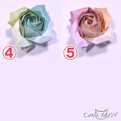②薔薇の花グラデーション千代紙【送料無料】　（折り紙の薔薇の花） 3枚目の画像