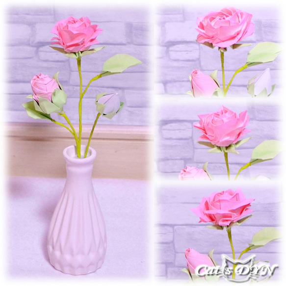 薔薇の花束：春バージョン　（折り紙の薔薇の花） 1枚目の画像