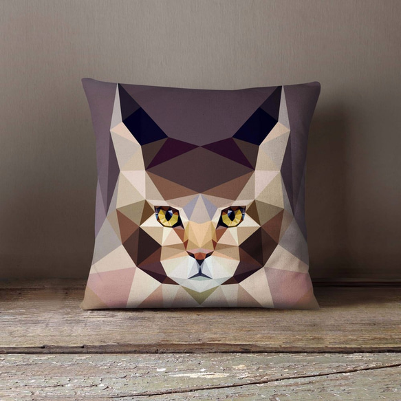 幾何学の猫 メインくん、枕、枕カバー、家の装飾、装飾枕カバー Throw Pillow Cover Pillowcase 1枚目の画像