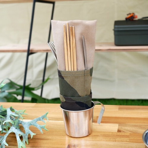 キャンプ用カトラリーケースmini カモフラ×ベージュ 帆布 その他
