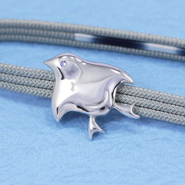 帯留（銀製）千鳥　大　スワロ入／ちどり・チドリ