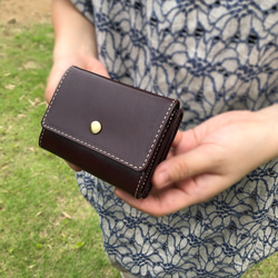 【作品入れ替え特価】三つ折り財布チョコブラウン 3枚目の画像