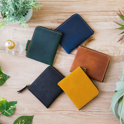 【人気】ミニ財布 L字ファスナー 財布 レディース コンパクト オイルレザー 本革 薄い 小さい L字 3枚目の画像