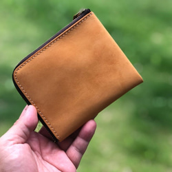 【人気】ミニ財布 L字ファスナー 財布 レディース コンパクト オイルレザー 本革 薄い 小さい L字 6枚目の画像