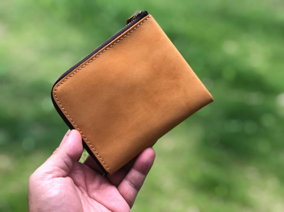 【人気】ミニ財布 L字ファスナー 財布 レディース コンパクト オイルレザー 本革 薄い 小さい L字 6枚目の画像