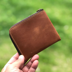 【人気】ミニ財布 L字ファスナー 財布 レディース コンパクト オイルレザー 本革 薄い 小さい L字 9枚目の画像