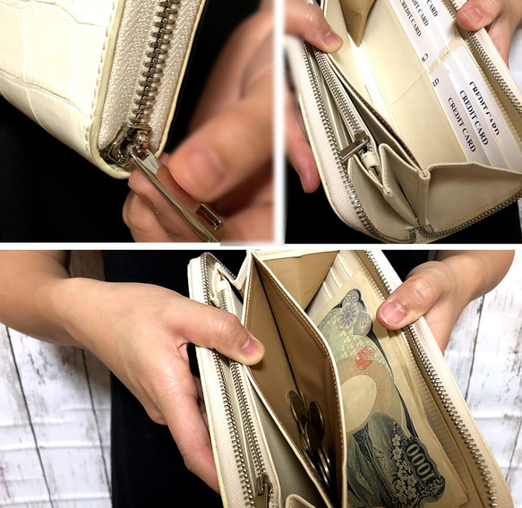 QUEEN ヒマラヤクロコ 長財布 クロコ革 × 本革 クロコダイル 財布 レディース 4枚目の画像