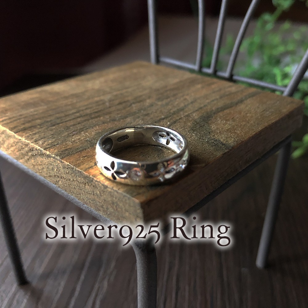 クローバーカットwithジルコニア シルバー リング 指輪 レディース 9号