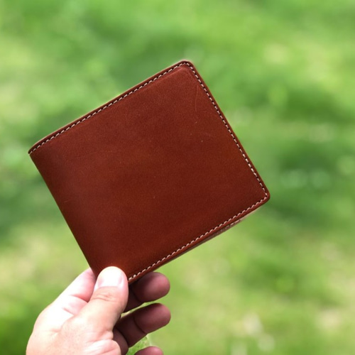 オーダー品　二つ折りコンパクト財布　ナチュラル レザー 財布】二つ折り コンパクトウォレット 本革 牛革