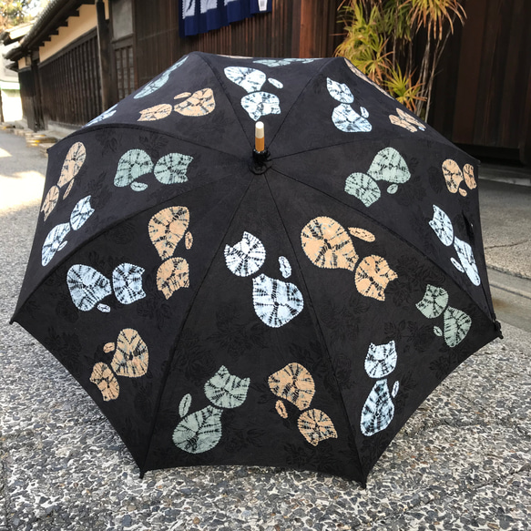 有松絞り日傘　〜ねこ ねこ ねこ〜 2枚目の画像