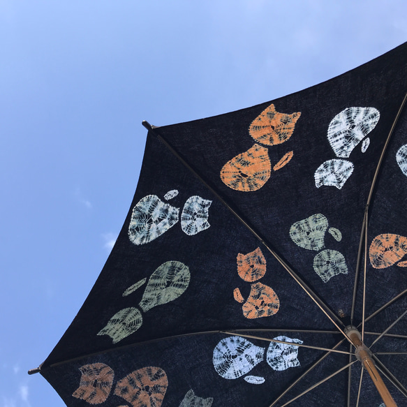 有松絞り日傘　〜ねこ ねこ ねこ〜 4枚目の画像