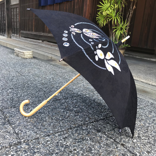 有松絞り　日傘 有松絞り日傘 〜桃色の金魚たち〜 傘・日傘 絞り染めしぼるん