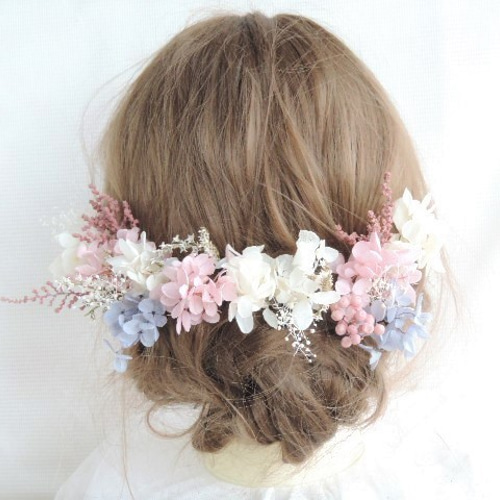 ヘッドパーツ•髪飾り〜ドライフラワー　前撮りなどに♡ ドライフラワー ウェディング 前撮り ヘッドパーツ 成人式髪飾り 卒業