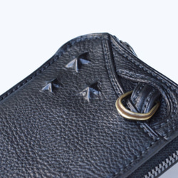 エルジップウォレット　隠しスタッズ付　シンプルウォレット　手縫い　薄型ウォレット 1枚目の画像
