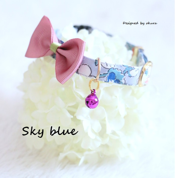 猫の首輪●● 花摘み -Skyblue- ●● 1枚目の画像