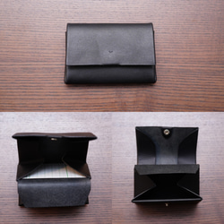 イタリアンレザー　折り紙　コインケース　ミニ財布　黒 1枚目の画像