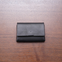イタリアンレザー　折り紙　コインケース　ミニ財布　黒 2枚目の画像