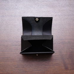 イタリアンレザー　折り紙　コインケース　ミニ財布　黒 3枚目の画像