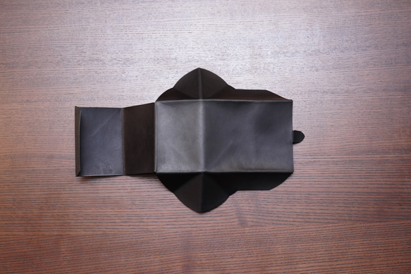 イタリアンレザー　折り紙　コインケース　ミニ財布　黒 7枚目の画像