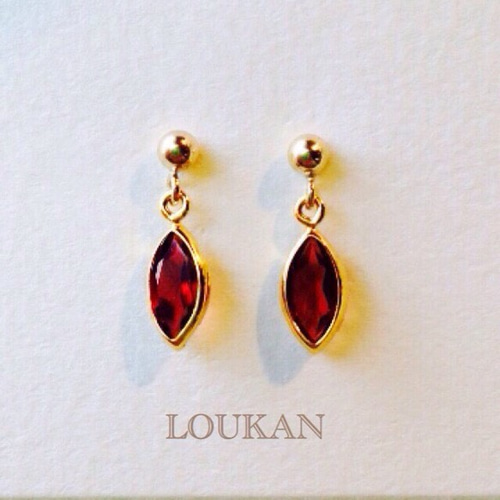 K14gf×ガーネット マーキスカットピアス ピアス（その他） loukan 通販 