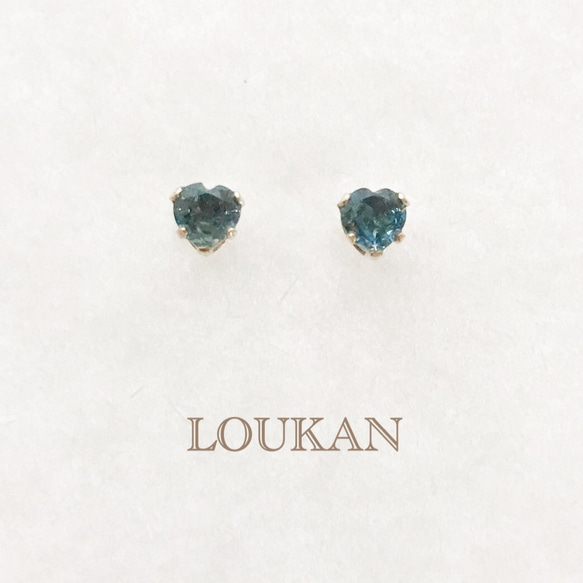 天然石ロンドンブルートパーズハート一粒ピアス ピアス