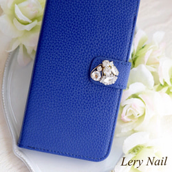 [IPhone6​​plus / 6plus s]優雅的水晶珠寶☆皇家藍成人可愛的手帳式案件 第1張的照片