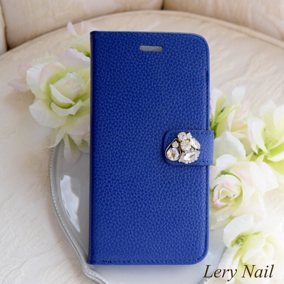 [IPhone6​​plus / 6plus s]優雅的水晶珠寶☆皇家藍成人可愛的手帳式案件 第2張的照片