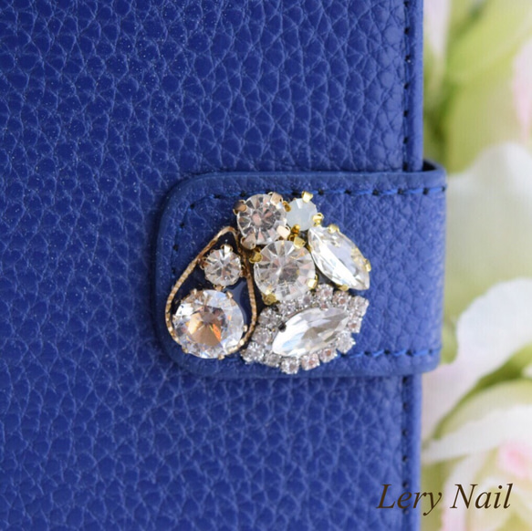 [IPhone6​​plus / 6plus s]優雅的水晶珠寶☆皇家藍成人可愛的手帳式案件 第3張的照片