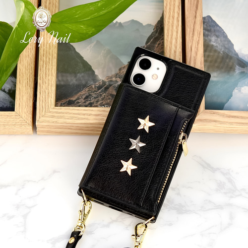 iPhone14⭐︎星スタッズ☆長さ調節可能なストラップ ショルダーひも