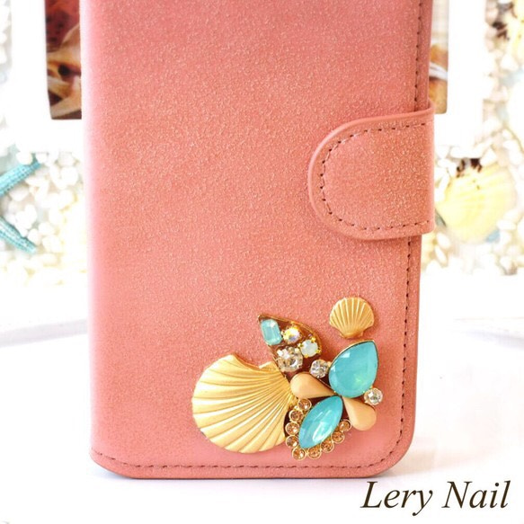 [IPhone] Coral Pink Bohemian ☆ BIG Shell ☆ Glittering bijou 是成人可 第2張的照片