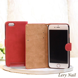 iPhone SE2☆第二代[iPhone GALAXY Xperia]雪晶寶石絨面革紅色筆記本型皮套 第2張的照片