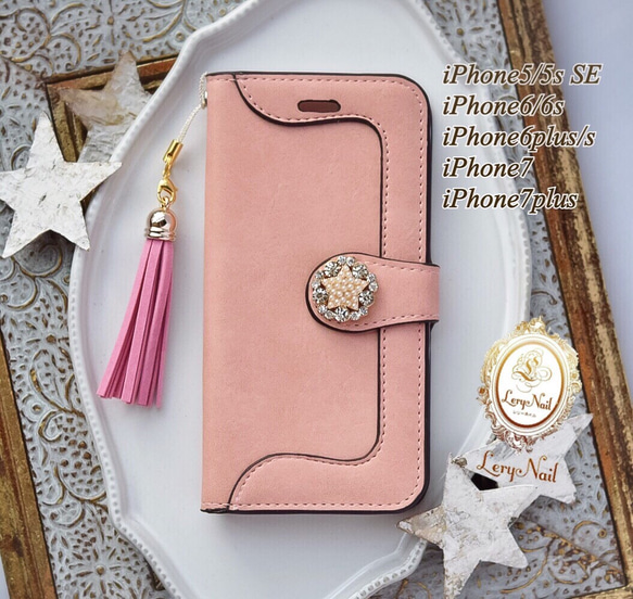 銷售☆50％折扣[iPhone 5 / 5s·SE]珍珠星Bijoux☆嬰兒粉紅色與筆記本型流蘇 第1張的照片