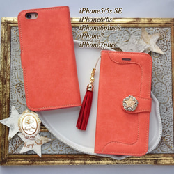 出售☆50％OFF [iPhone6Plus / 6sPlus]珍珠星星珠寶☆帶流蘇錶帶的橙色筆記本類型 第2張的照片