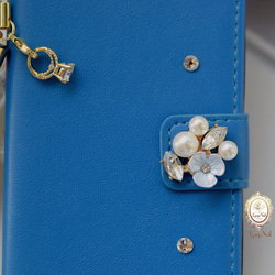 【iPhone 8·7·Xperia Z 3 / Z 4】花朵珠寶Bijou戒指魅力和流蘇帶☆施華洛世奇筆記本型 第2張的照片